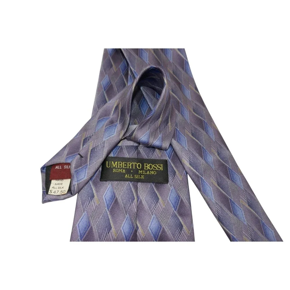 Umberto Bossi Geometric 100% Silk Men’s Neck Tie NWT